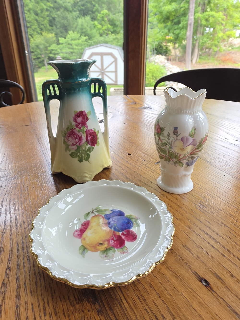 Sweet Trio! Aynsley Bone China Vase, Vintage Vase & Vintage Porcelain Plate